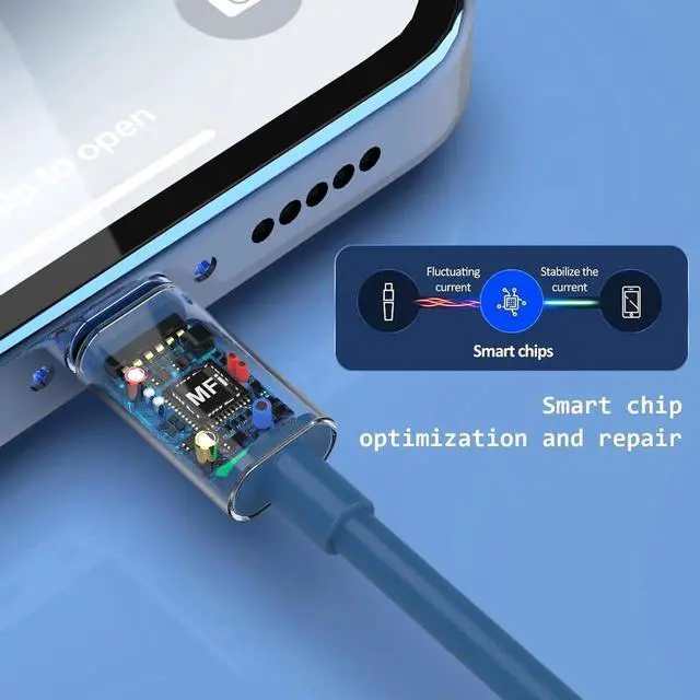 Alt view image 6 of 7 - 6Pack(3/3/6/6/6/10 FT) Original [ MFi Certified] iPhone Charger Fast Charging Lightning Cable iPhone Charger Cord for iPhone 14/13/12/11 Pro Max/XS MAX/XR/XS iPad AirPods-Green and Pink and Blue