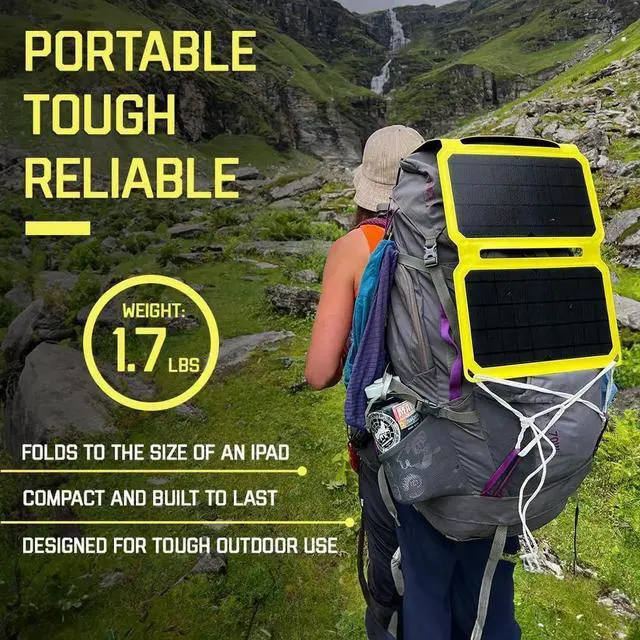 Alt view image 4 of 7 - JAENFONG 25 Watt Foldable IP67 Waterproof ETFE Monocrystalline Solar Panel + 2X 10000mAh Power Banks with USB-A and USB-C for Cell Phones Tablets and Portable for Backpacking Camping Hiking
