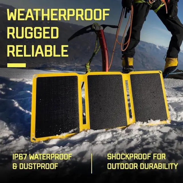 Alt view image 6 of 7 - JAENFONG 25 Watt Foldable IP67 Waterproof ETFE Monocrystalline Solar Panel + 2X 10000mAh Power Banks with USB-A and USB-C for Cell Phones Tablets and Portable for Backpacking Camping Hiking