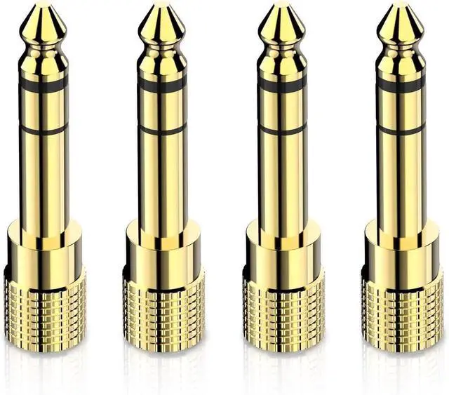 Main image of JAENFONG 6.35mm (1/4 inch) Male to 3.5mm (1/8 inch) Female Stereo Audio Adapter Converter for Guitar Headphones Amp Gold Plated 4 Pack