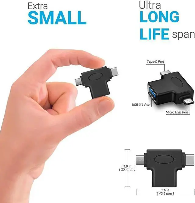 Alt view image 6 of 7 - JAENFONG 2 in 1 OTG Converter USB 3.0 to Micro USB and Type C Adapter Female to Male and Male Connector (2 Pack)