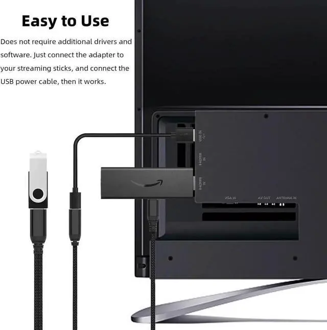 Alt view image 4 of 6 - JAENFONG 2 Pack OTG Cable Adapter for Fire TV Stick 4K Powered Micro USB to USB OTG Cable for Android Phone Tablet and More Host Devices with Micro USB (Black)