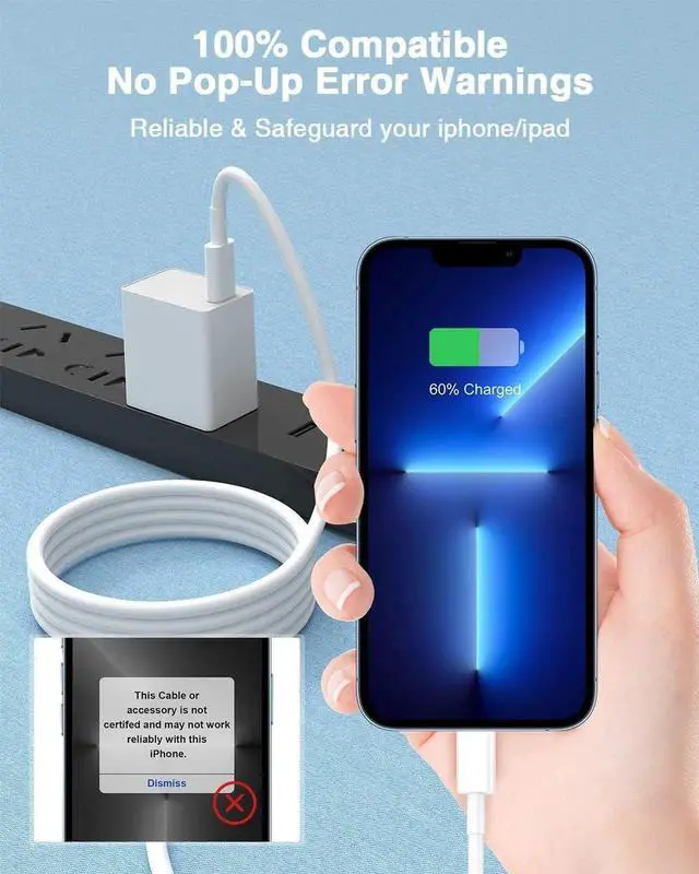 Alt view image 3 of 7 - JAENFONG USB C to Lightning Cable (2pack 6ft) MFi Certified iPhone Fast Charger 2m Power Delivery Original Type C Charging Cord for iPhone 13/12/11 Pro/11/XS MAX/XR/8/7/6s Plus iPad (White)