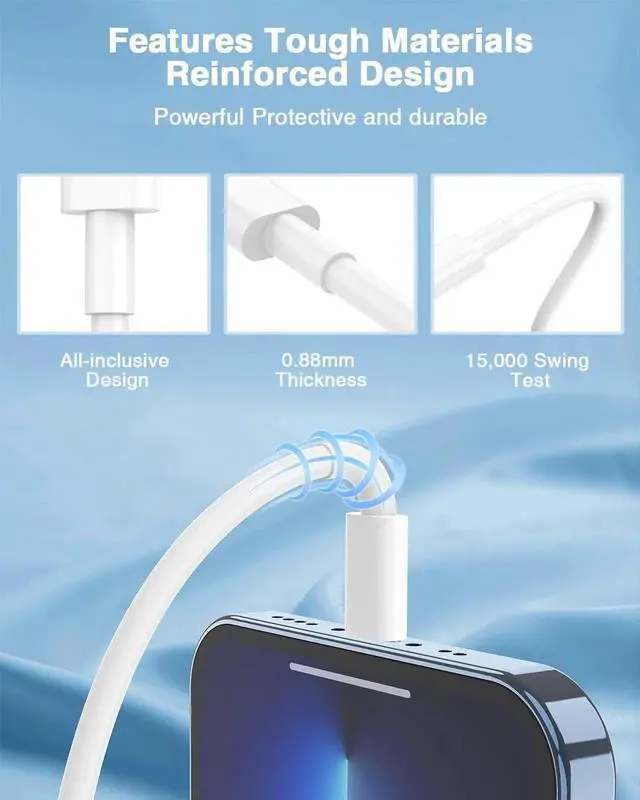 Alt view image 6 of 7 - JAENFONG USB C to Lightning Cable (2pack 6ft) MFi Certified iPhone Fast Charger 2m Power Delivery Original Type C Charging Cord for iPhone 13/12/11 Pro/11/XS MAX/XR/8/7/6s Plus iPad (White)