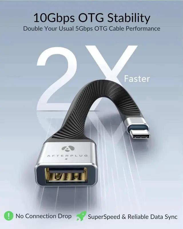 Alt view image 3 of 6 - JAENFONG Short USB-C to USB-A OTG Adapter Cable 5 inch 10Gbps USB-C to USB-A Female Thunderbolt 3/4/5 & USB4 Compatible for MacBook iPad iPhone 15/16