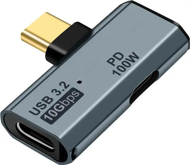 Main image of JAENFONG USB C OTG Adapter Type C 100W PD Charging to Dual USB C Splitter for iPhone 15 Pro Max Google TV Chromecast 2020 MacBook Galaxy S22/S23 (Gray)