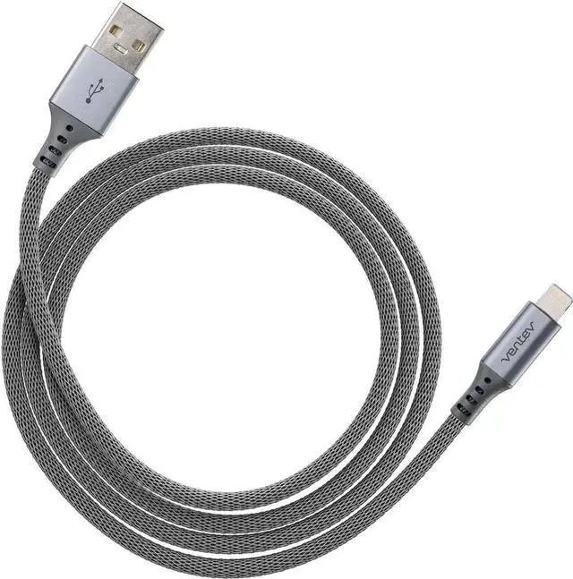 Main image of JAENFONG ChargeSync Alloy Lightning Cable | Universally Compatible with iPhone Devices Fast Charging Tangle-Resistant Cord Mfi Certified No-Fray Durability | 4Ft Steel Gray (509320)