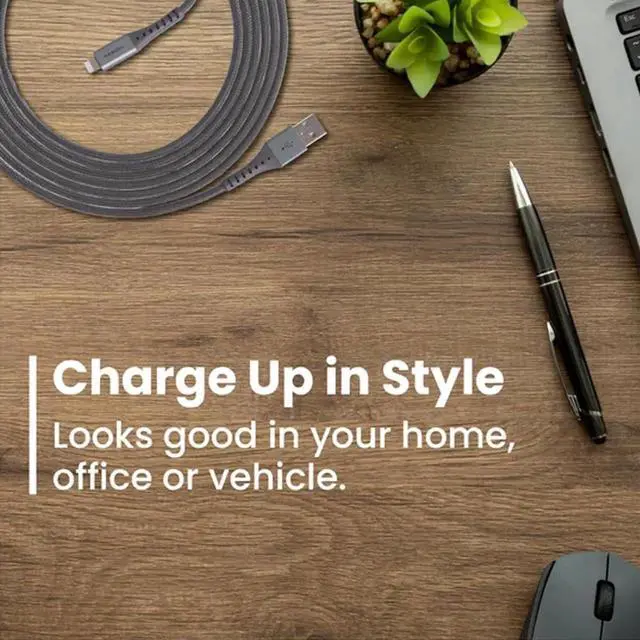 Alt view image 2 of 7 - JAENFONG ChargeSync Alloy Lightning Cable | Universally Compatible with iPhone Devices Fast Charging Tangle-Resistant Cord Mfi Certified No-Fray Durability | 4Ft Steel Gray (509320)