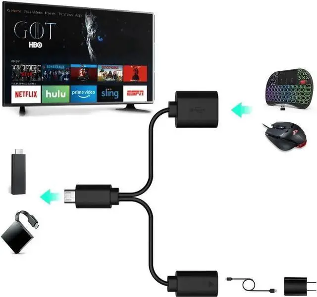 Alt view image 2 of 5 - JAENFONG Micro USB Host OTG Adapter Cable Micro USB to USB for Smart TV Compatible Keyboards Keyboards and Nintendo Switch SNES NES Classic (Modern)