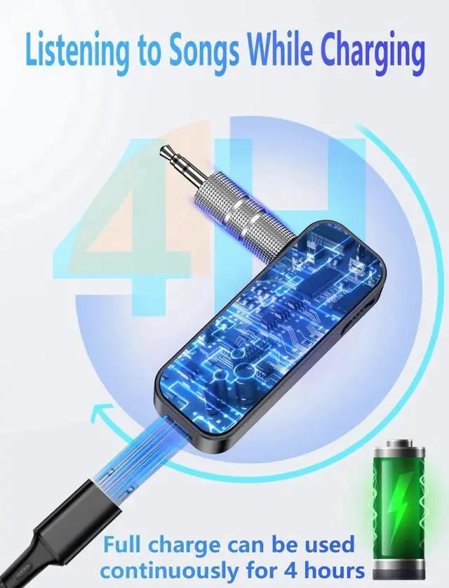 Alt view image 6 of 7 - JAENFONG Bluetooth 5.0 Adapter 3.5mm Jack Aux Dongle 2-in-1 Wireless Transmitter Receiver for Car TV Audio Headphones Speakers Projector