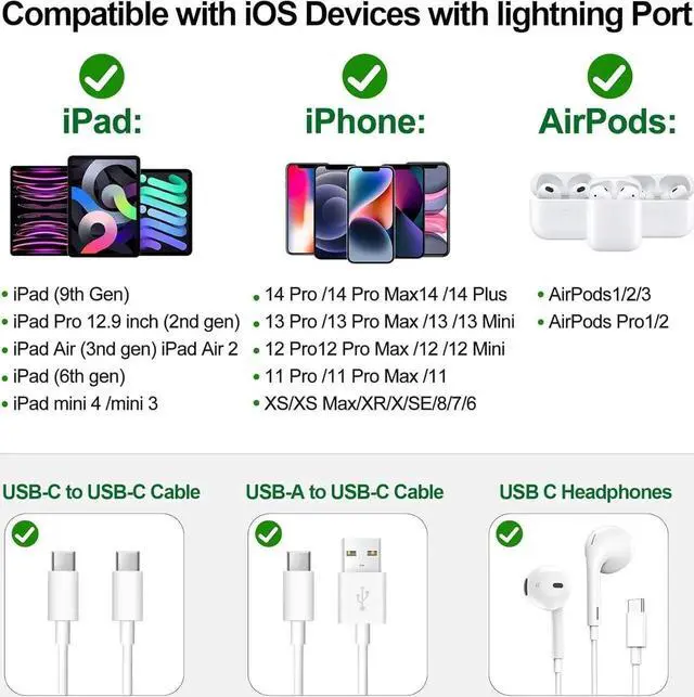 Alt view image 2 of 5 - ?????????? ???????????????? USB C to Lightning Adapter Support Audio/OTG Fast Charging&Data Transfer for iPhone 14 13 12 Pro Max/iPad Air/Airpods Nintendo Switch Headphones iOS iPhone 14 Accessories