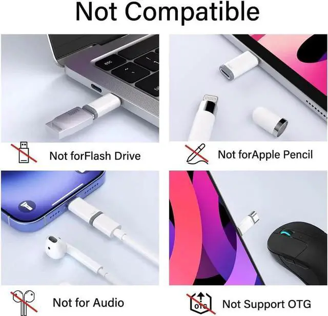 Alt view image 4 of 6 - JAENFONG 2 Pack Lightning to USB C Adapter for iPhone 15/16/16 Pro Max/Plus S24 Support Charging & Data Transfer Type C Charger Connector Cable Lightning Female to USB C Male Adapter Not for Audio