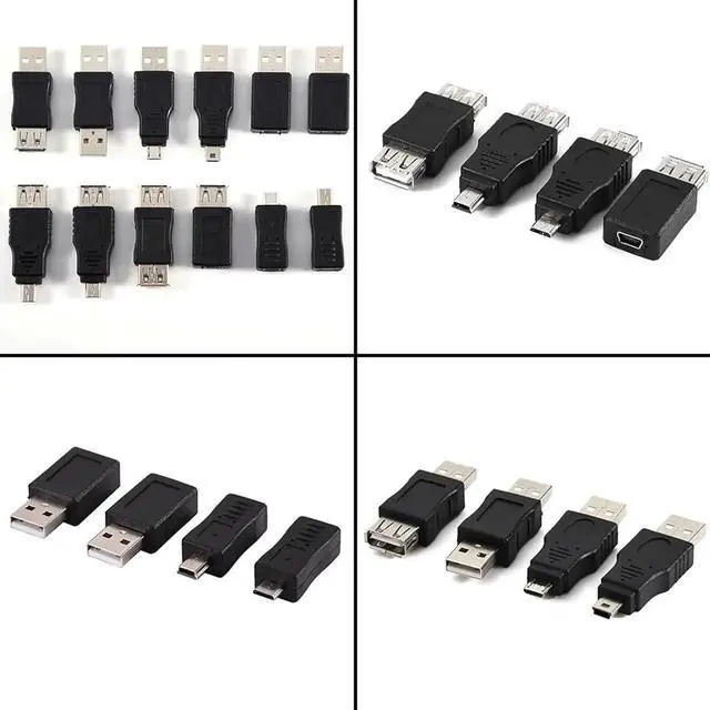 Alt view image 4 of 6 - JAENFONG OTG Adapter 2.0 USB Connector Types Converter 12Pcs Micro USB to USB Adapter Set Multiple Small USB Adapter Variety Black Phone Cable Converter for Data Transfer