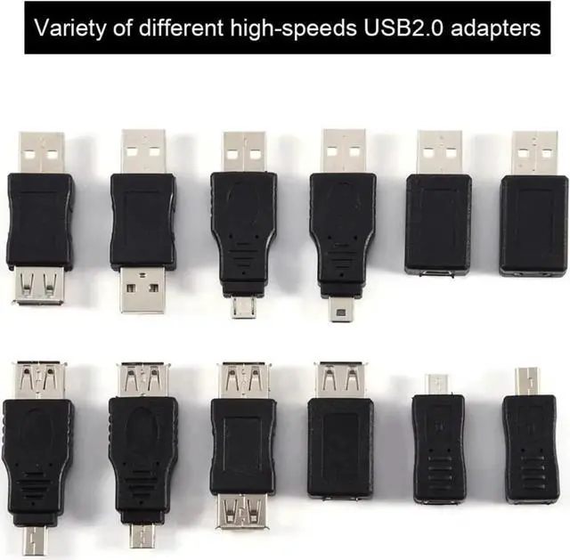 Alt view image 2 of 6 - JAENFONG OTG Adapter 2.0 USB Connector Types Converter 12Pcs Micro USB to USB Adapter Set Multiple Small USB Adapter Variety Black Phone Cable Converter for Data Transfer