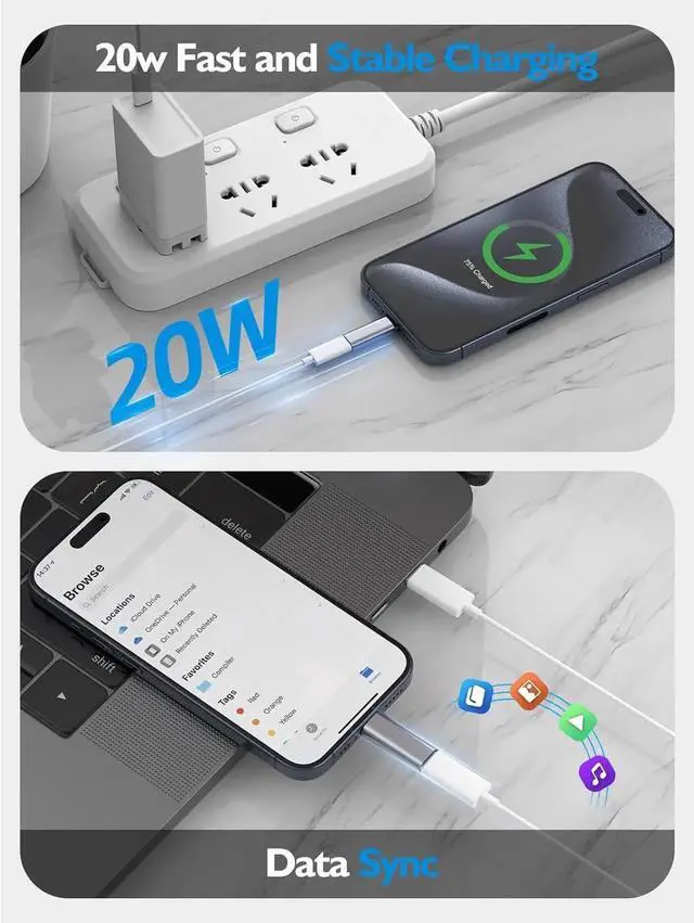 Alt view image 3 of 7 - JAENFONG Lightning to USB C Adapter 2Pack- Support Fast Charging Data Transfer OTG - USB Type C Adapter Compatible with iPhone 16 15 Plus Pro Max AirPods 4 Pro 2 Galaxy S24 Pixel 9 Pura70 Pro