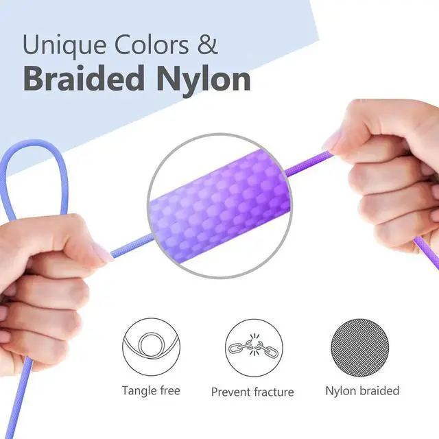 Alt view image 7 of 7 - JAENFONG Lightning Cable MFi Certified iPhone Charger Cable Nylon Braided Charging Cord Lightning to USB A Cable for iPhone and More 3.3ft (Blue)