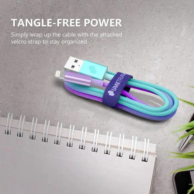 Alt view image 3 of 7 - JAENFONG Lightning Cable MFi Certified iPhone Charger Cable Nylon Braided Charging Cord Lightning to USB A Cable for iPhone and More 3.3ft (Blue)