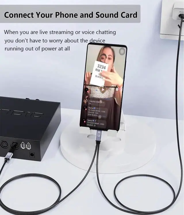 Alt view image 3 of 6 - USB C OTG Cable with Power 2 in 1 USB-C Male to USB A Y Charging Cord and Type-C Y Audio Splitter Cable Compatible with MacBook Pro iPhone 15 Sound Card for Live Streaming/Live Broadcast