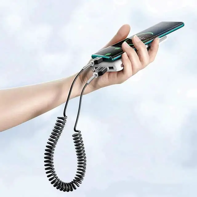 Alt view image 3 of 6 - JAENFONG Coiled Lightning Cable for Car 2 Pack Coil iPhone Charger Cable Compatible with iPhone 12Pro Max/12Pro/12/11/XS/XS Max/XR/X/8/8 Plus/iPad/iPod - Black