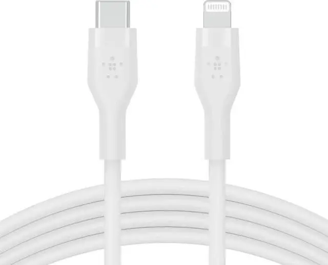 Main image of JAENFONG BoostCharge Flex Silicone USB-C to Lightning Cable (1M/3.3FT) MFi-Certified Charging Cable for iPhone Series with Cable Clip - White