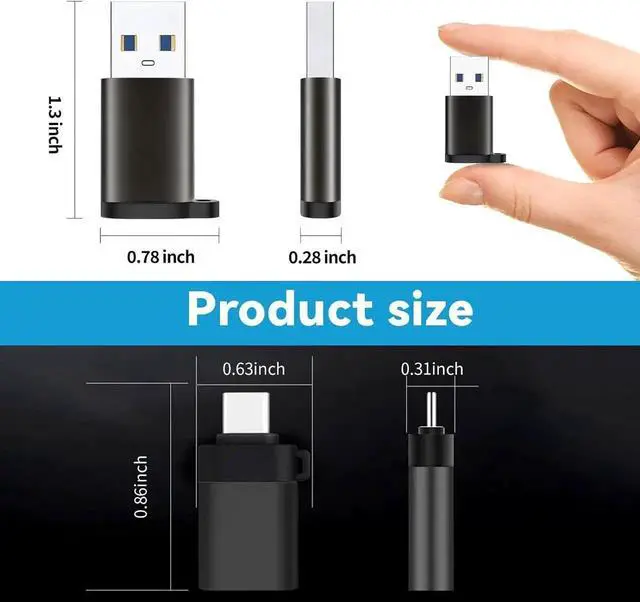 Alt view image 5 of 7 - JAENFONG 4 Pack USB to USB C Adapter 2Pack Type C Female to A Male Converter2Pack USB C Male to USB 3.0 Female OTG Converter for Watch Ultra 8 9 iPhone 16 15 Pro Max 14 13 AirPods S24S Black