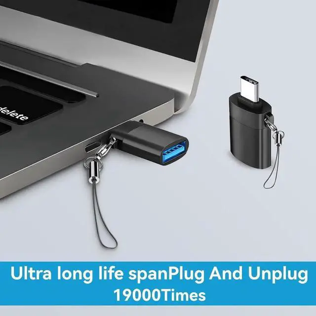 Alt view image 4 of 7 - JAENFONG 4 Pack USB to USB C Adapter 2Pack Type C Female to A Male Converter2Pack USB C Male to USB 3.0 Female OTG Converter for Watch Ultra 8 9 iPhone 16 15 Pro Max 14 13 AirPods S24S Black