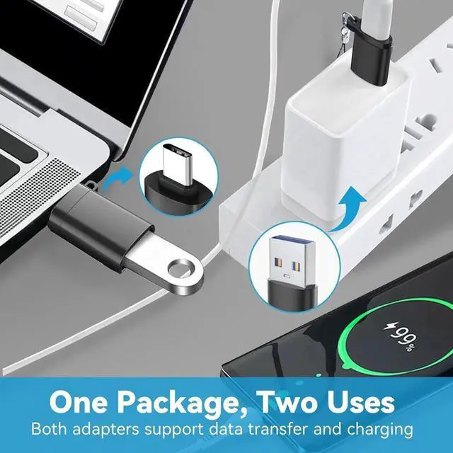 Alt view image 6 of 7 - JAENFONG 4 Pack USB to USB C Adapter 2Pack Type C Female to A Male Converter2Pack USB C Male to USB 3.0 Female OTG Converter for Watch Ultra 8 9 iPhone 16 15 Pro Max 14 13 AirPods S24S Black