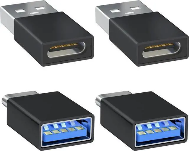 Main image of JAENFONG USB to USB C Adapter 4-Pack [2 Type C Female to A Male Charger Converters] & [2 USB C Male to USB Female] for Watch Ultra 8 9 iPhone 15 Pro Max 14 13 12 AirPods (Black)