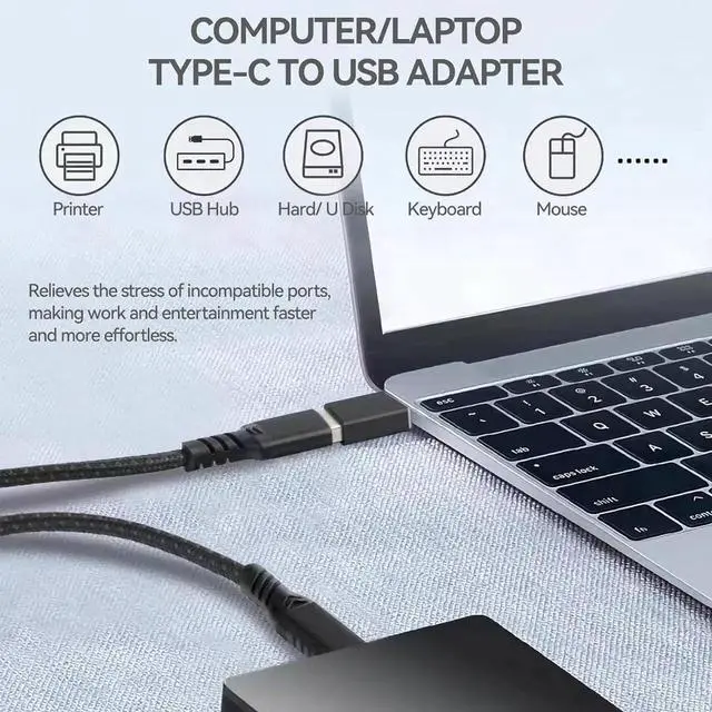 Alt view image 4 of 6 - JAENFONG USB to USB C Adapter 4-Pack [2 Type C Female to A Male Charger Converters] & [2 USB C Male to USB Female] for Watch Ultra 8 9 iPhone 15 Pro Max 14 13 12 AirPods (Black)