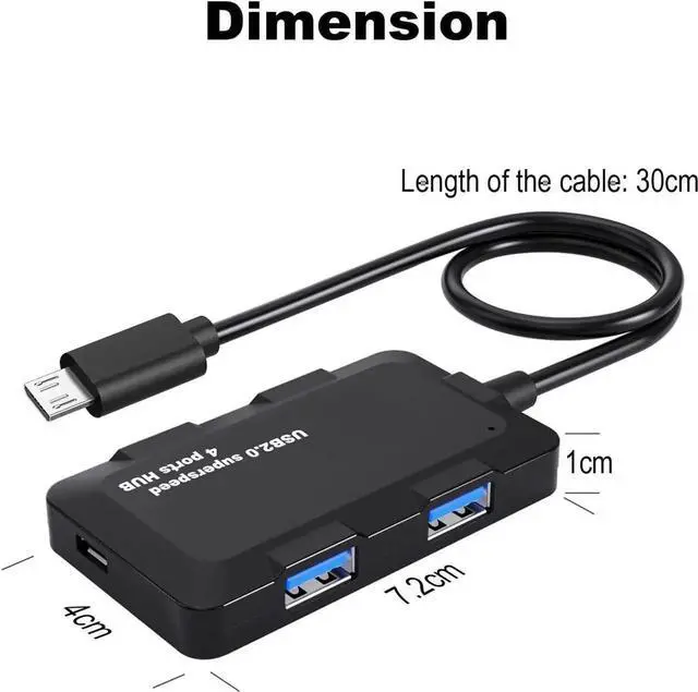 Alt view image 4 of 4 - JAENFONG Micro USB OTG Cable Adapter with 4 USB Ports + Power Port for Fire Stick 4K and More Host Devices