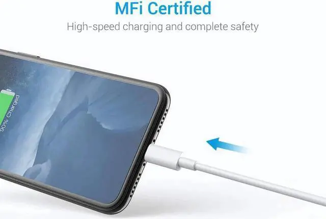 Alt view image 2 of 7 - Lightning Cable MFi Certified - iPhone Charger 3Pack 6FT Lightning to USB A Charging Cable Cord Compatible with iPhone 14 13 12 Mini Pro Max SE 11 Xs Max XR X 8 7 6 Plus 5S iPad Pro Airpods - White