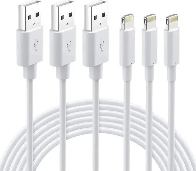Main image of Lightning Cable MFi Certified - iPhone Charger 3Pack 6FT Lightning to USB A Charging Cable Cord Compatible with iPhone 14 13 12 Mini Pro Max SE 11 Xs Max XR X 8 7 6 Plus 5S iPad Pro Airpods - White