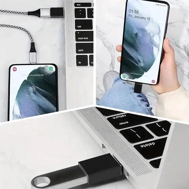 Alt view image 2 of 7 - JAENFONG USB C to USB Adapter 4 Pack Type C Male to USB 3.0 Female OTG Converter Thunderbolt 4/3 to USB Adapter for iPhone 15 Pro Max Plus MacBook Pro Air Galaxy iPad (Grey)