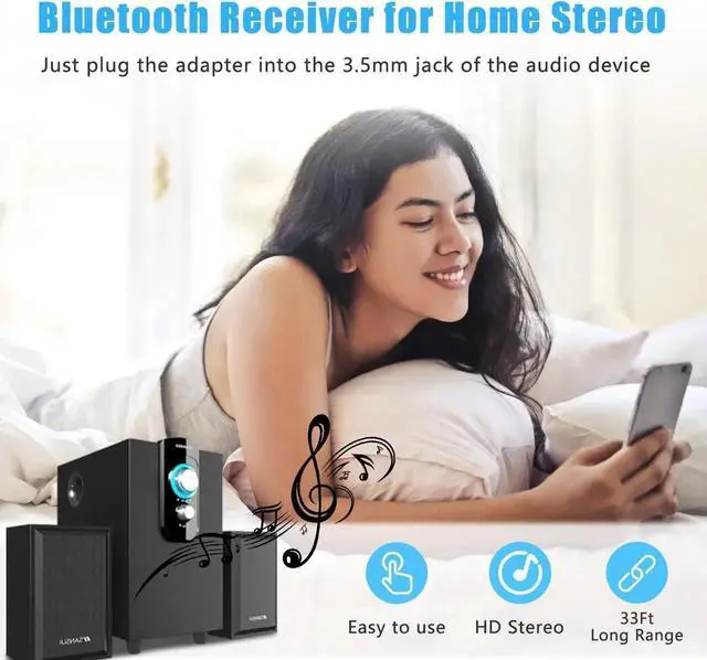 Alt view image 6 of 7 - JAENFONG Bluetooth Aux Adapter Wireless Bluetooth Car Adapter Mini Portable 3.5mm Aux Receiver for Car Headphones Home Stereo Music System (Black)