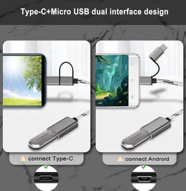 Alt view image 6 of 6 - JAENFONG 2-in-1 USB C/Micro USB to USB Adapter USB to USB C OTG Adapter Cable Compatible with Galaxy S21 S22 S23 Note 20/10 A53 Google Pixel and More Android Devices Gray