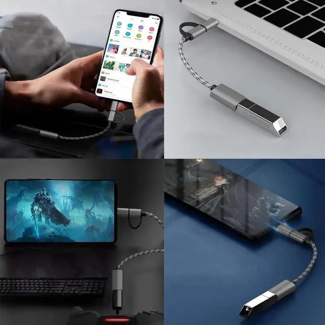 Alt view image 2 of 6 - JAENFONG 2-in-1 USB C/Micro USB to USB Adapter USB to USB C OTG Adapter Cable Compatible with Galaxy S21 S22 S23 Note 20/10 A53 Google Pixel and More Android Devices Gray