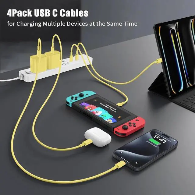 Alt view image 6 of 7 - JAENFONG USB C to USB C Cable 3FT for iPhone 16 15 Charger Cord 4Pack 60W C to C Cable Fast Charging Wire for iPhone 16 15 Pro Plus Pro Max iPad Pro/Air MacBook Pro/Air for Galaxy S24 S23-Yellow