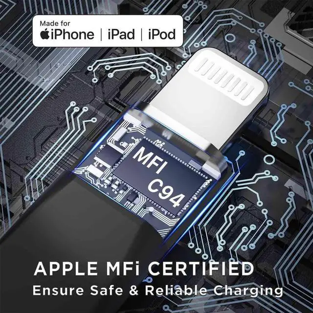 Alt view image 3 of 7 - JAENFONG Short USB-C to Lightning Cable 5-inch MFi Certified Fast Charger for iPhone & iPad (Not Compatible with Audio DAC or USB-C iPhone/iPad Models)
