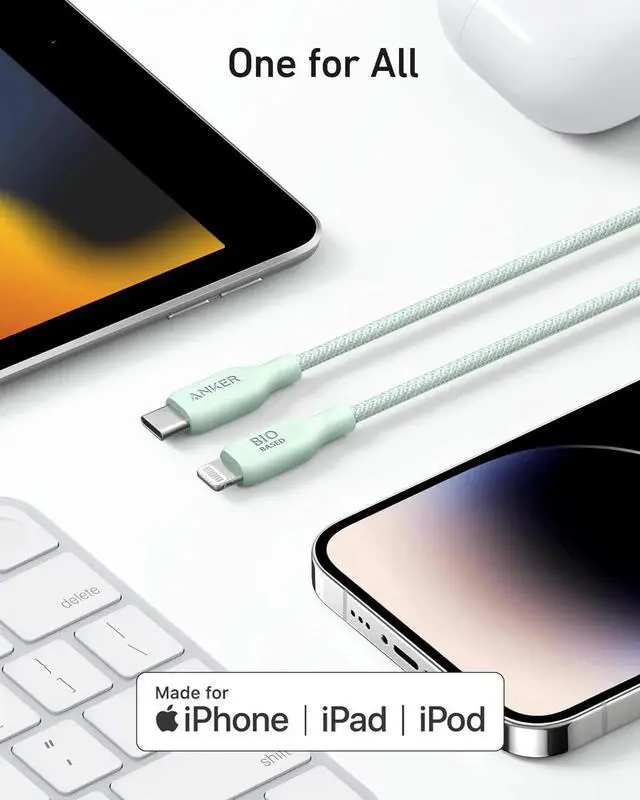 Alt view image 2 of 7 - JAENFONG USB C to Lightning Charging Cable 541 Organic Nylon Charging Cable MFi Certifiedfor iPhone 14/ Plus/Pro Max 13/ Pro 12 11 X XS XR