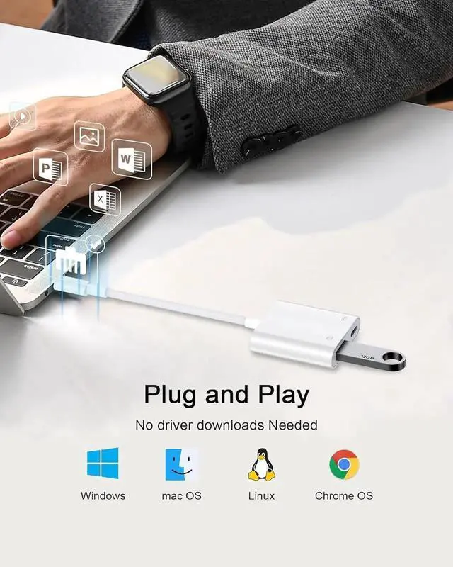 Alt view image 7 of 7 - JAENFONG USB C to USB 3.0 Adapter 2 in 1 USB C Male to USB A Female OTG Adapter with PD Charging Port USBC OTG Adapter for Android Type C Camera Adapter for MacBook Air/Pro iPhone 16e/16 Pro Max/16/15