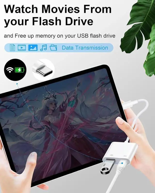 Alt view image 2 of 7 - JAENFONG USB C to USB 3.0 Adapter 2 in 1 USB C Male to USB A Female OTG Adapter with PD Charging Port USBC OTG Adapter for Android Type C Camera Adapter for MacBook Air/Pro iPhone 16e/16 Pro Max/16/15