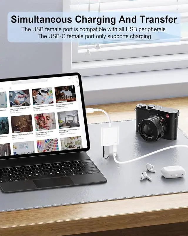 Alt view image 6 of 7 - JAENFONG USB C to USB 3.0 Adapter 2 in 1 USB C Male to USB A Female OTG Adapter with PD Charging Port USBC OTG Adapter for Android Type C Camera Adapter for MacBook Air/Pro iPhone 16e/16 Pro Max/16/15