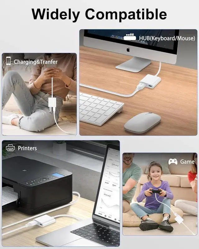 Alt view image 5 of 7 - JAENFONG USB C to USB 3.0 Adapter 2 in 1 USB C Male to USB A Female OTG Adapter with PD Charging Port USBC OTG Adapter for Android Type C Camera Adapter for MacBook Air/Pro iPhone 16e/16 Pro Max/16/15