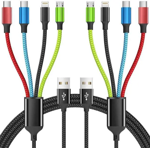 Main image of JAENFONG Travel Essentials Multi Charging Cable [2Pack 5FT] Nylon 4 in 1 Charging Cable USB Cables Phone Charger with IP/Type C/Type C/Micro Port Compatible with Most Cell Phones/Tablets and More