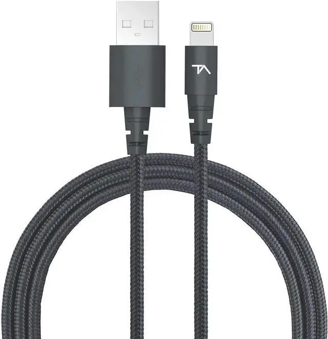 Alt view image 3 of 6 - JAENFONG MFi Certified Lightning Cable to USB A - 2FT Space Grey - Tough-Braided Extra-Strong Jacket - Sync/Charge iPhone & iPad