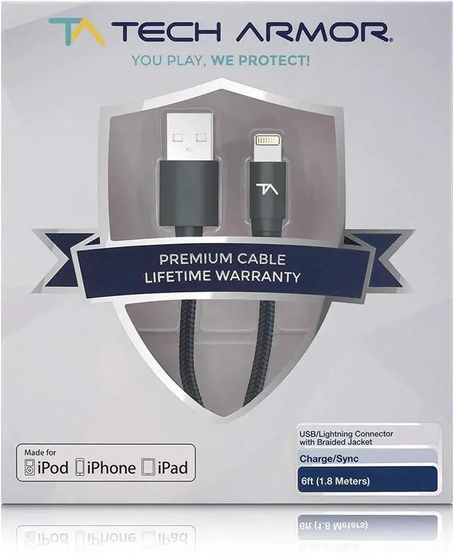 Alt view image 4 of 6 - JAENFONG MFi Certified Lightning Cable to USB A - 2FT Space Grey - Tough-Braided Extra-Strong Jacket - Sync/Charge iPhone & iPad