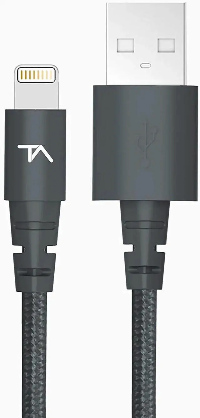 Main image of JAENFONG MFi Certified Lightning Cable to USB A - 2FT Space Grey - Tough-Braided Extra-Strong Jacket - Sync/Charge iPhone & iPad