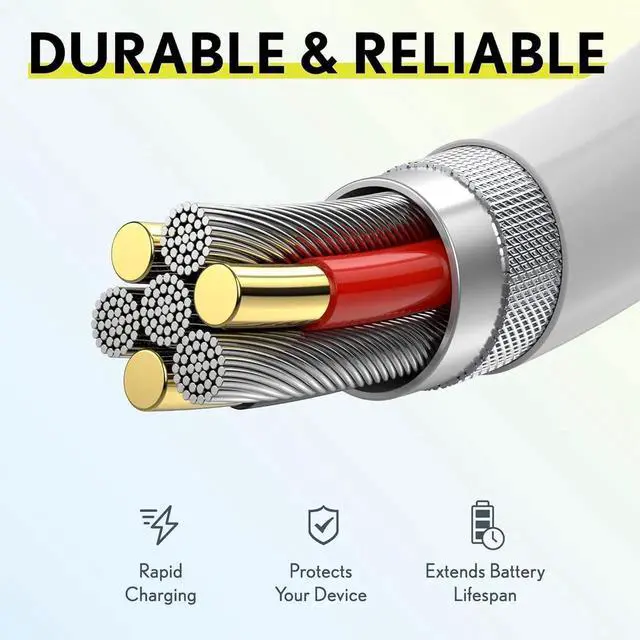 Alt view image 4 of 7 - JAENFONG iPhone Lightning Cable MFI Certified Portable & Smart USB-A to Lightning Charging Cable Fast Charging Cord 4ft iPhone Charger Cord Compatible with iPhone | iPad | iPod - Pack of 2