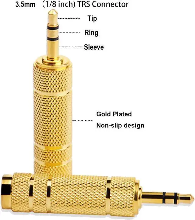 Alt view image 5 of 7 - JAENFONG 1/4 to 3.5mm Auxiliary Audio Adapter Gold Plated Resist Corrosion Good Anti-Interference Low Signal Attenuation Durable Male to Female Connector 2 Pack