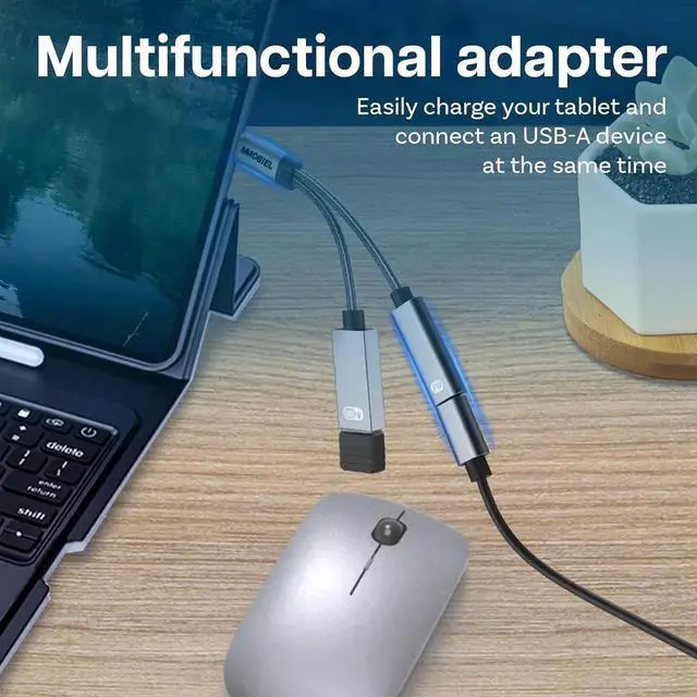 Alt view image 5 of 6 - JAENFONG USB-C to USB Adapter OTG - 2 in 1 Splitter USB C to USB A and USB C - Type-C Charging PD 60W Compatible with iPad iPhone 16 15 MacBook Galaxy S Galaxy Tab Xiaomi - Aluminum